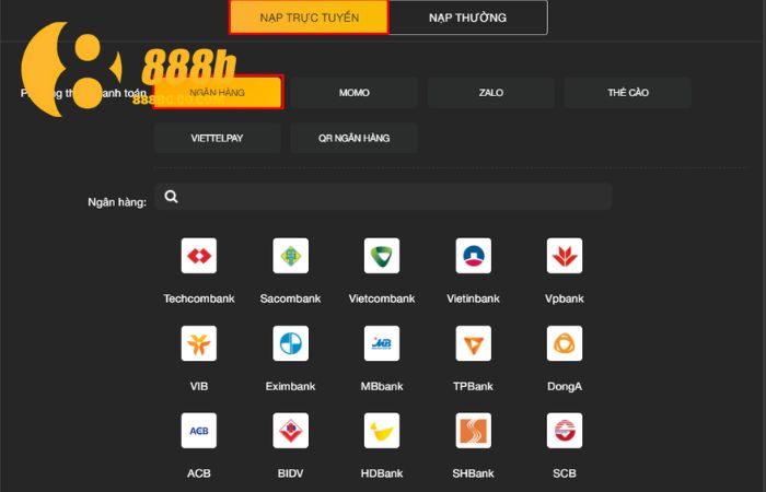 Nạp tiền 888B 1 Nạp tiền vào tài khoản 888B trực tiếp