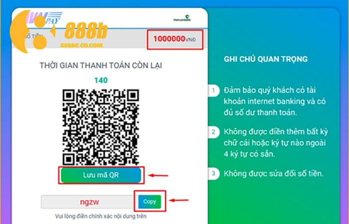 Nạp tiền 888B 5 Hãy giữ biên lai giao dịch đầy đủ khi nạp tiền 888B