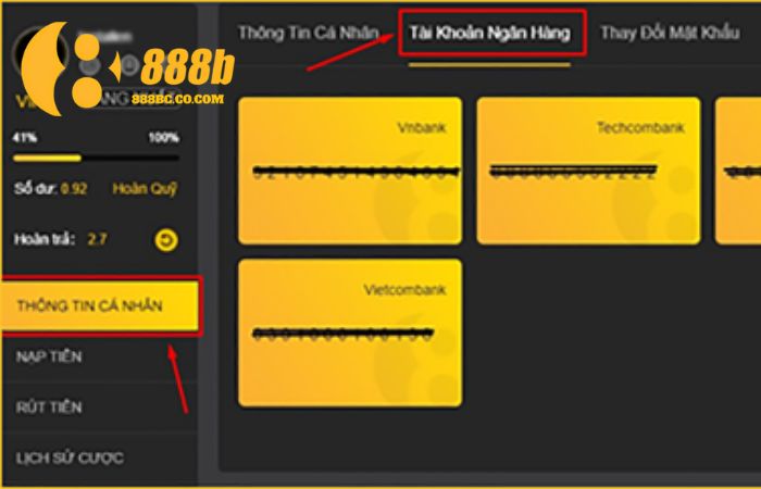 Chọn thêm tài khoản ngân hàng
